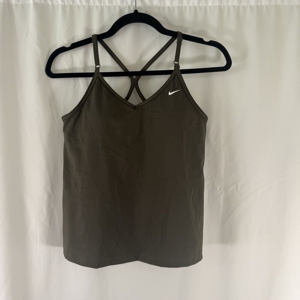 Nike Tank Top Women's Medium Green Pullover Padded Strappy Adjustable Bra